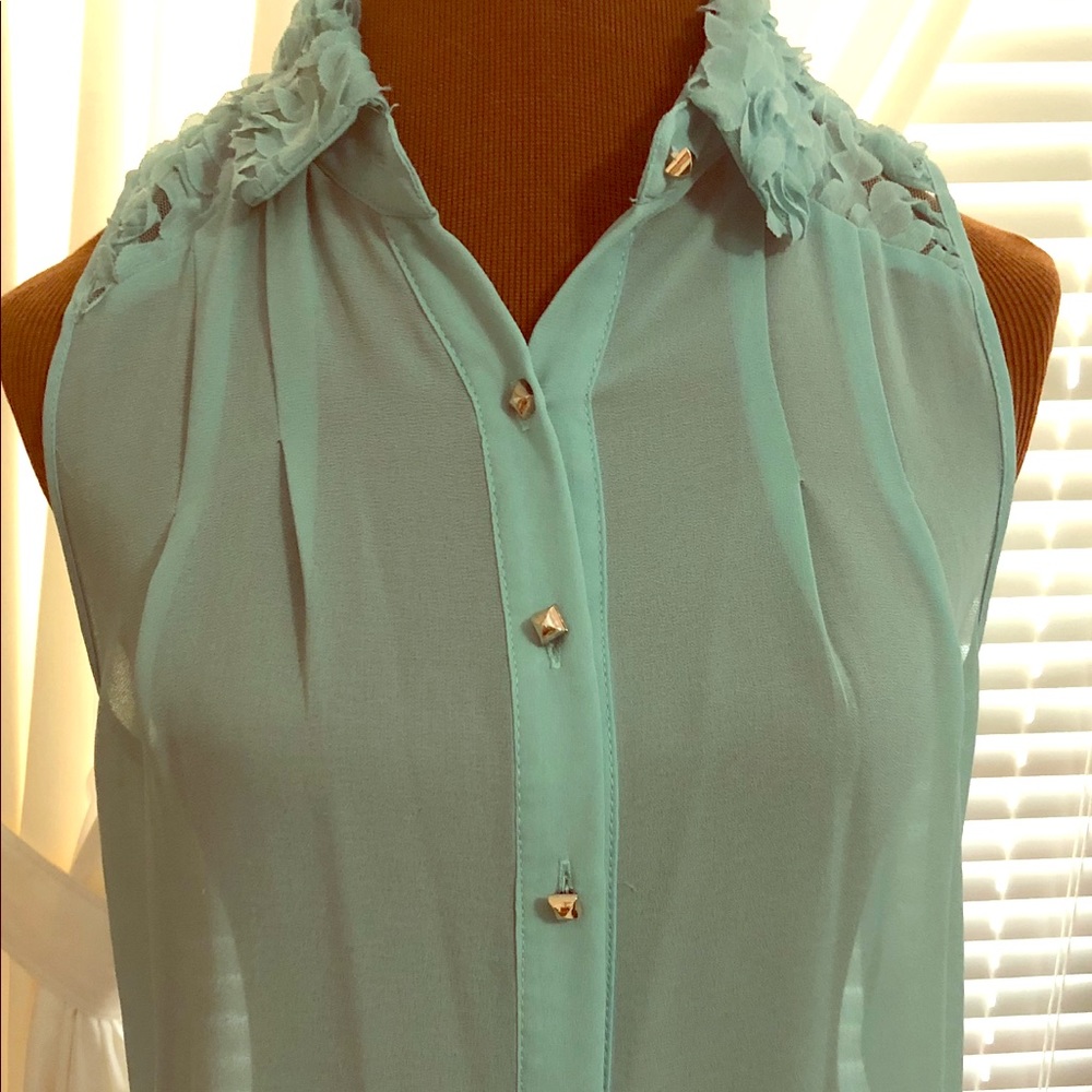 Sans Souci Sheer Sleeveless Blouse, Sz Small